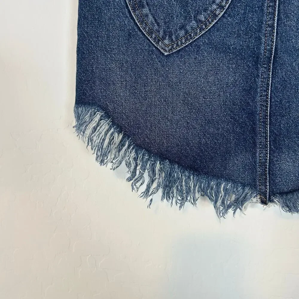 Free People We the Free Bailey Denim Mini Skirt. Size Waist 26 100% Cotton - Picture 7 of 11